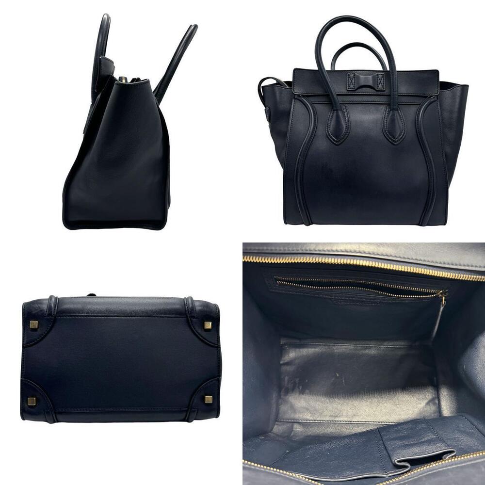 Celine Luggage Handbag Navy Shopper Leather Blue - Picture 1 of 4